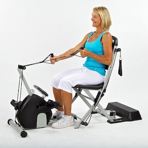 The smooth rider II extension bike allows for upper body and lower body exercise